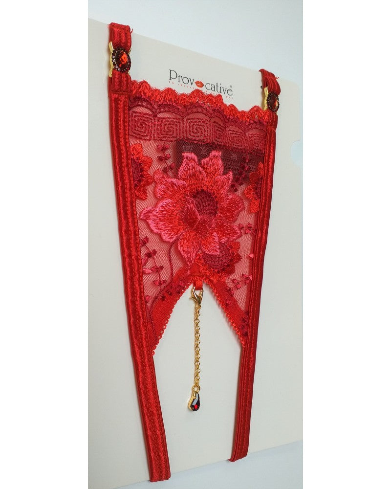Havana Micro String Ouvert Rouge Strass