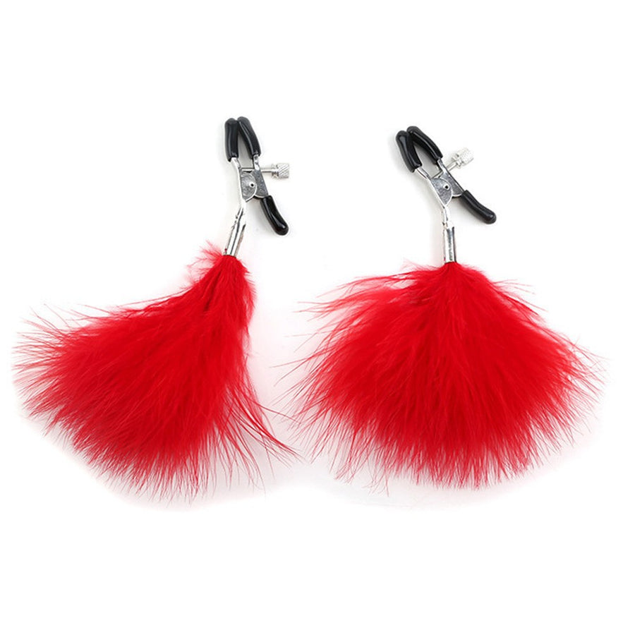 Pinces à seins plumeau rouge