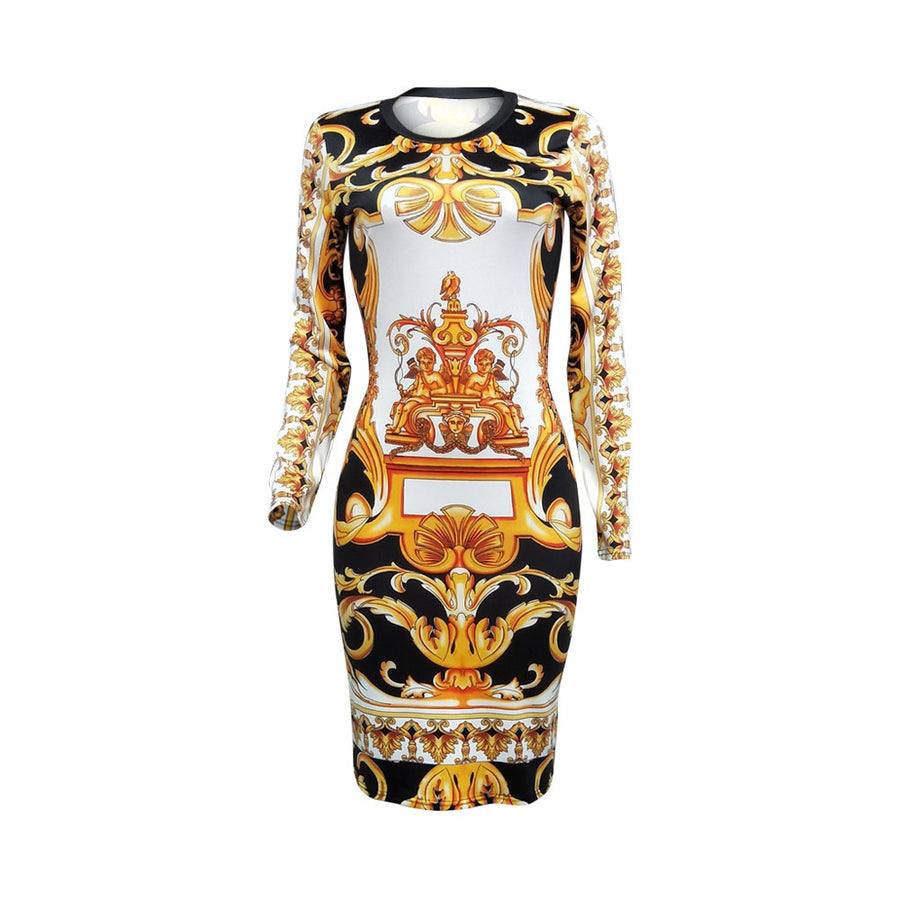 Robe sexy mi-longue gold