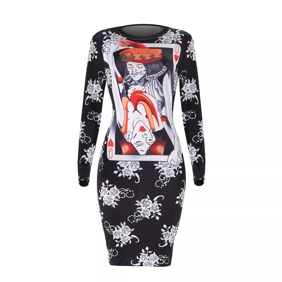 Robe sexy mi-longue Jeux de Cartes