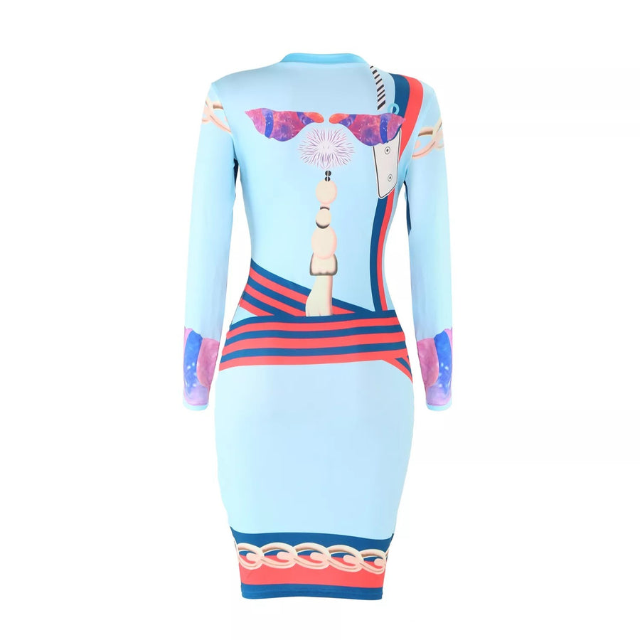 Robe sexy mi-longue Light Blue