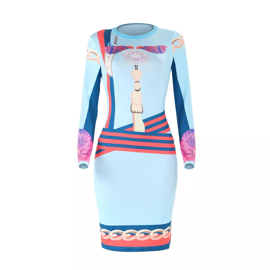 Robe sexy mi-longue Light Blue